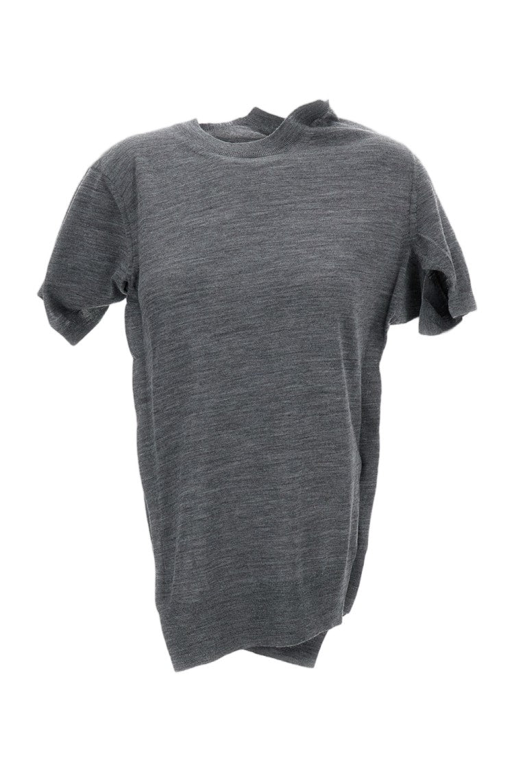 Junya Watanabe Grey Deconstructed Crew Neck Wool Sweater