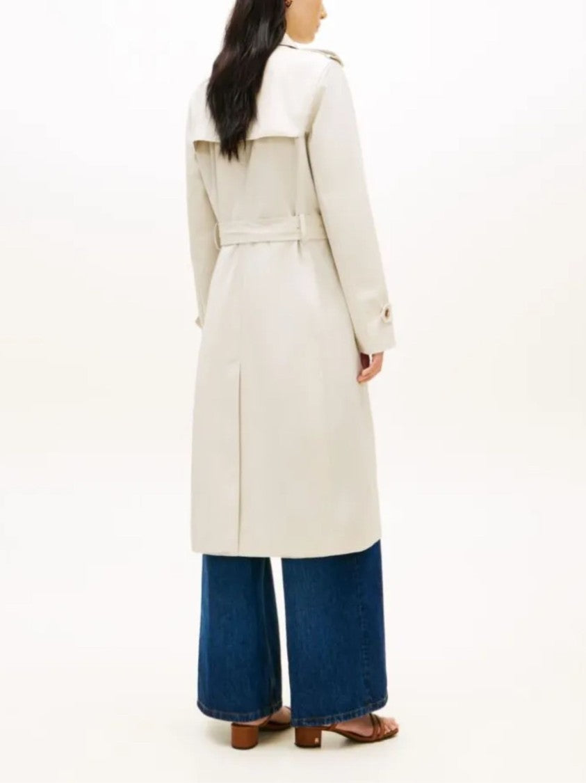 Tommy Hilfiger White Gold Tone Button Trench Coat