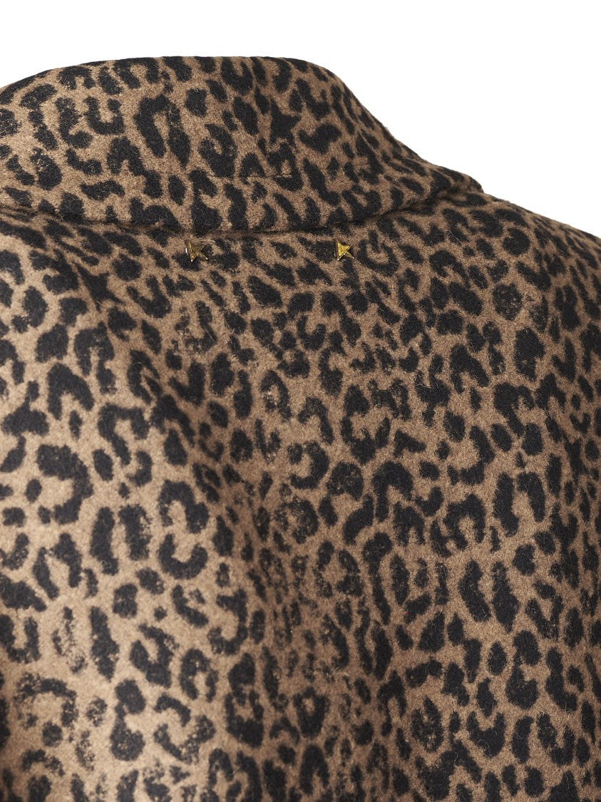 Golden Goose Cocoon Coat In Faded Leopard Jacquard Wool