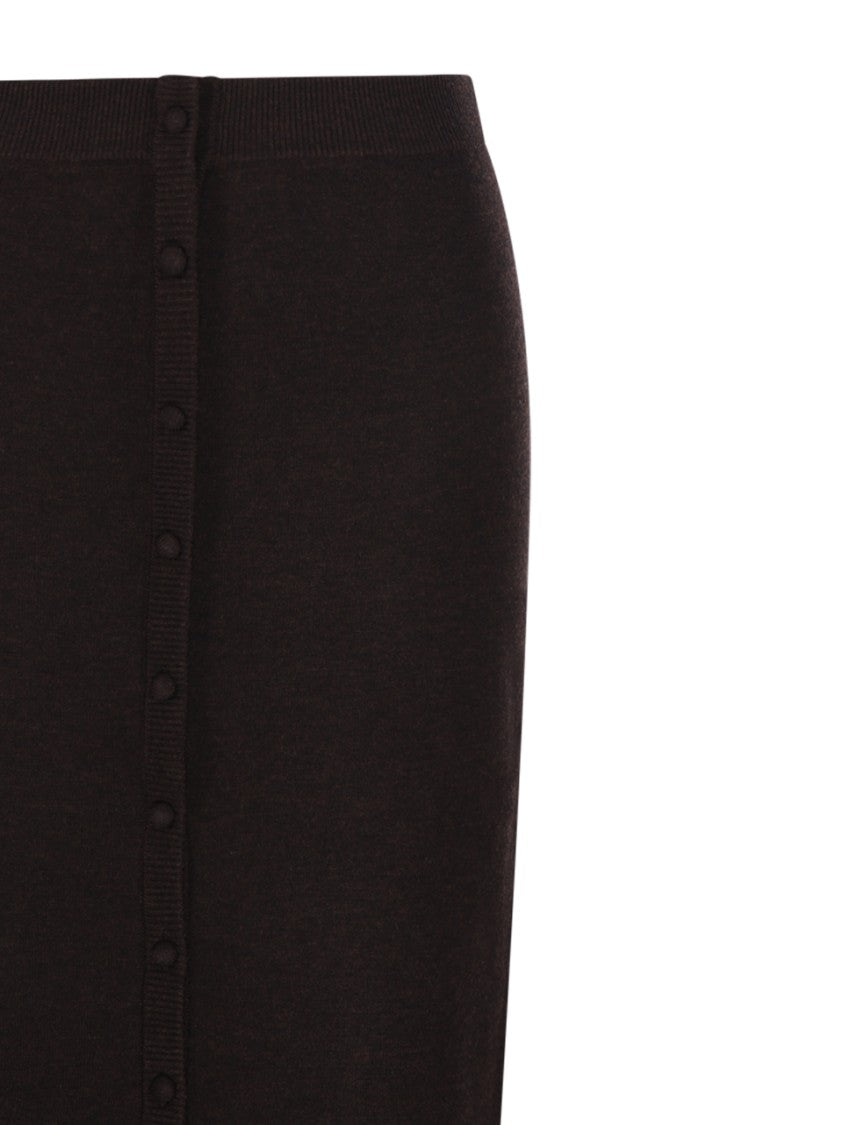 Victoria Beckham Button Detail Midi Skirt
