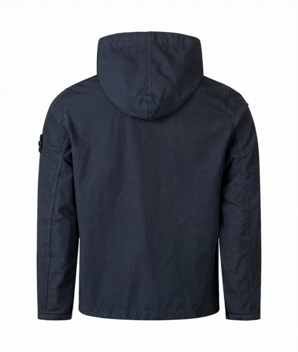 Stone Island Structured Blue Utility Jacket With Hood