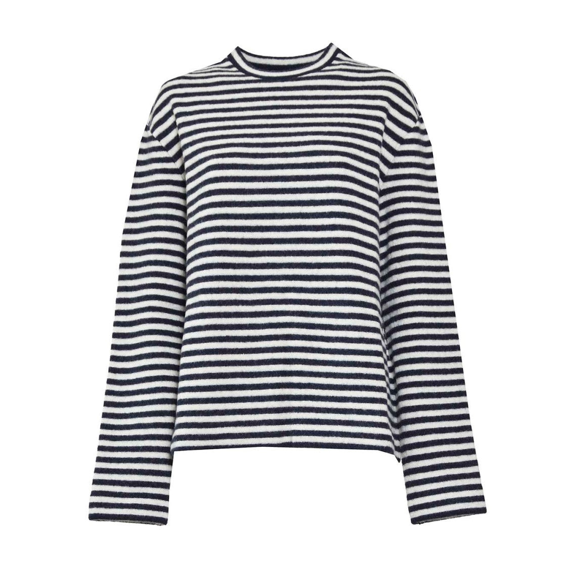 Jil Sander White And Blue Striped Wool Crewneck Sweater