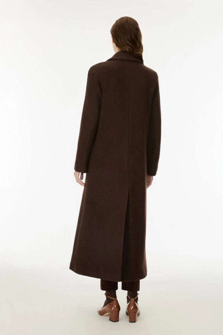 I Blues Dark Brown Double-Breasted Long Coat