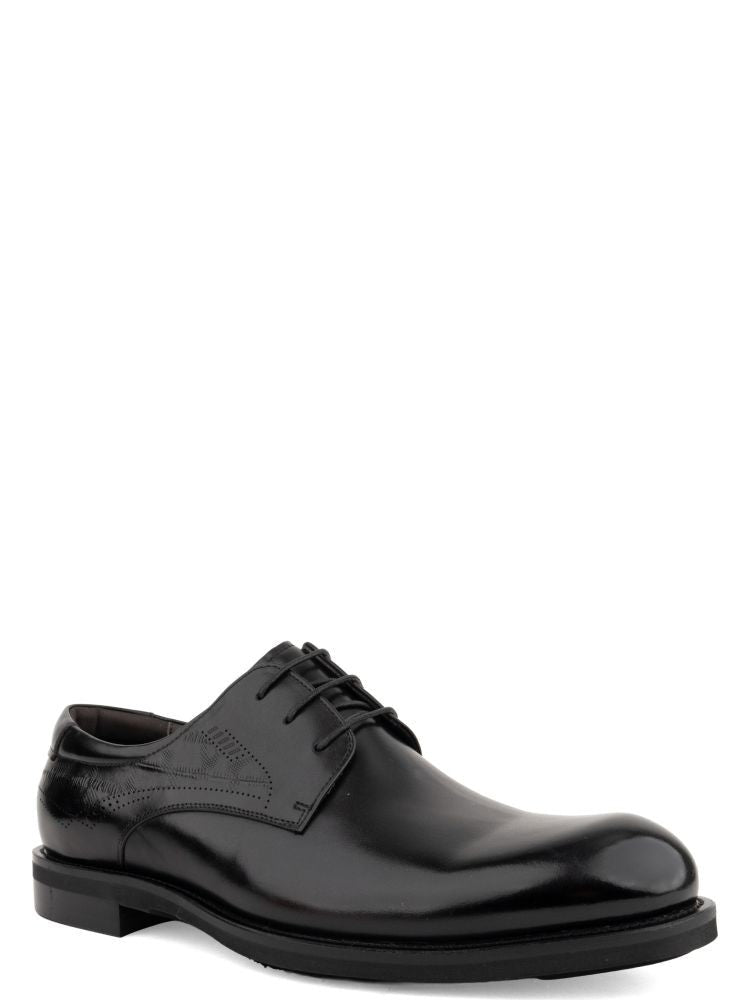 Alberto Gozzi Black Closed Lace-Up Polished Leather Formal Shoes