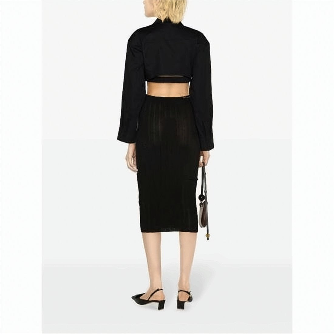 Jacquemus Midi Skirt With Fitted Silhouette And Vertical Ribbing
