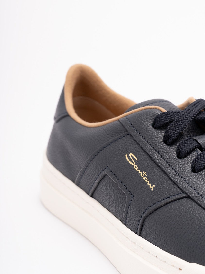 Santoni Textured Calf Leather Sneakers
