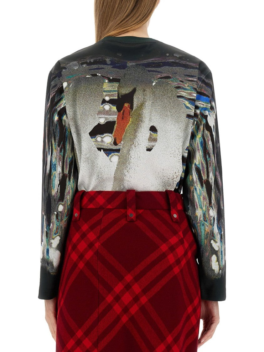 Burberry Swan Print Jersey Sweater