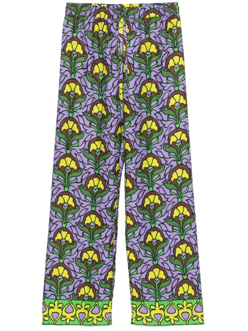 Anjuna Floral Silk Pants With Wide-Leg Silhouette