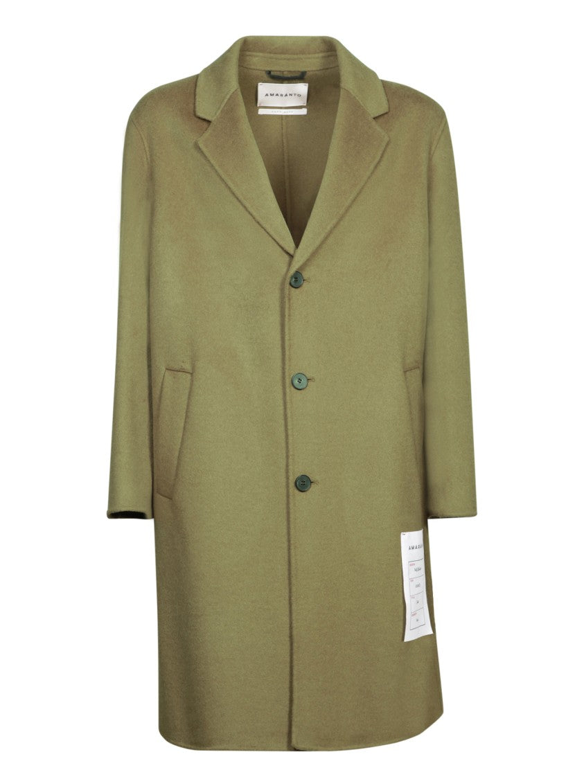 Amaranto Wool Blend Coat With Classic Lapel And Button Closure
