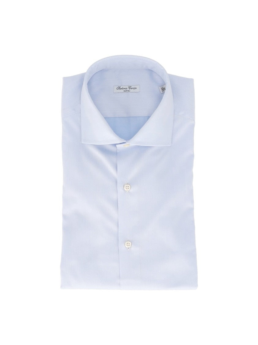 Sartoria Del Campo-Sonrisa Crisp White Cotton Structured Collar Dress Shirt