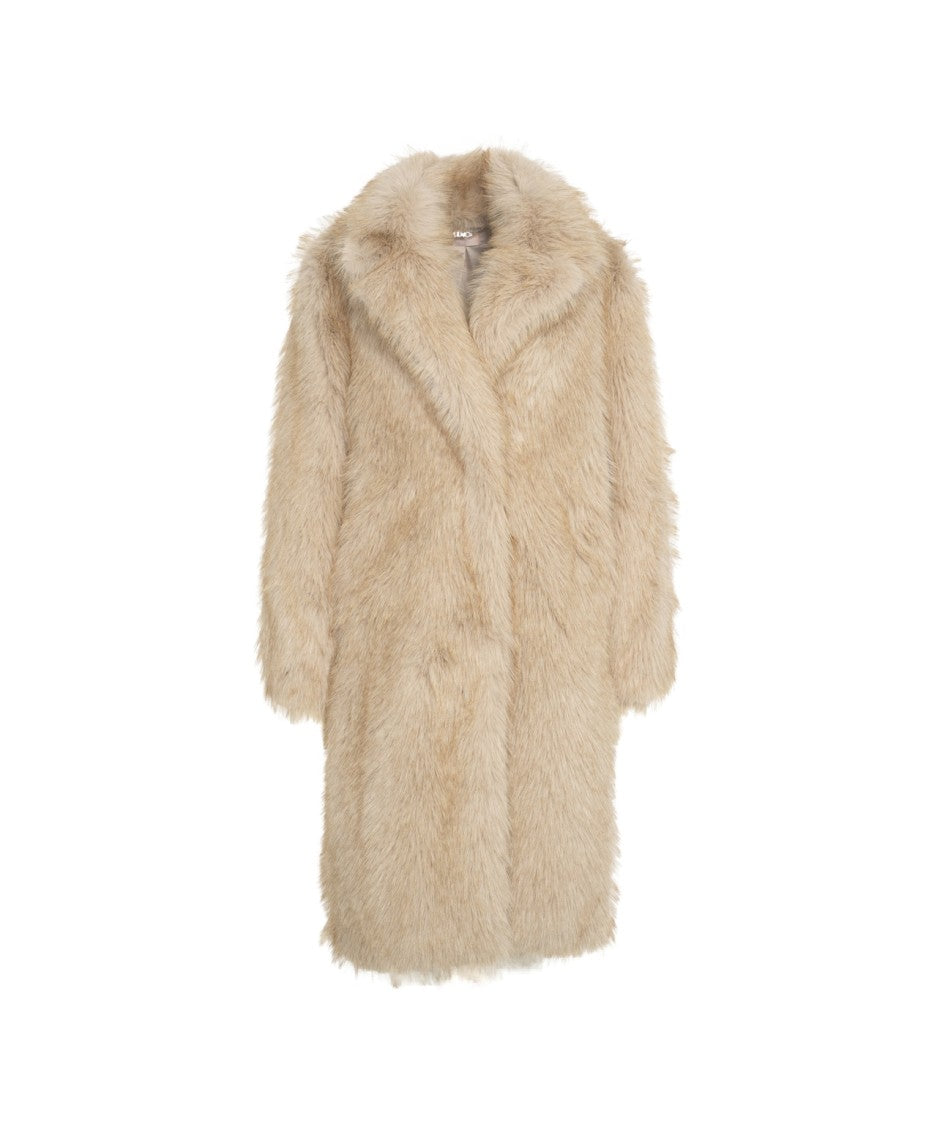 Liu Jo Classic Notched Collar Faux Fur Coat