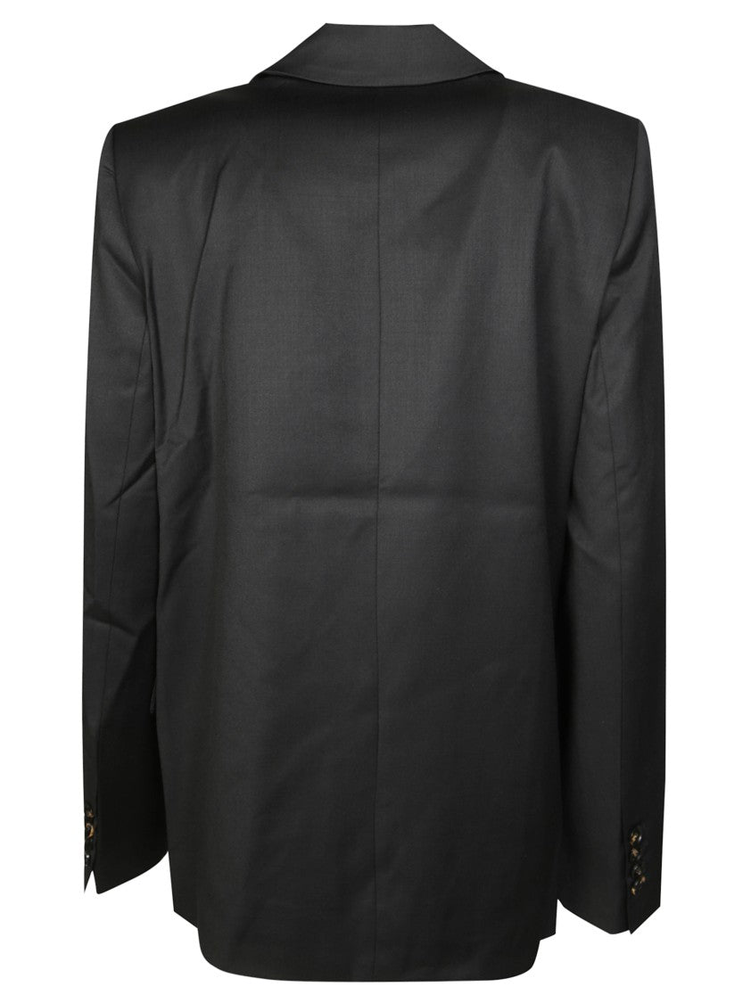 Ganni Calendered Wool Blazer With Double-Breasted Design