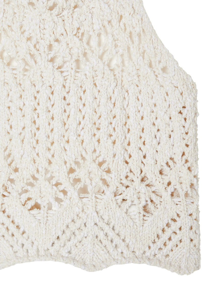 Alanui Intricate Crochet Halter Top With Scalloped Hem