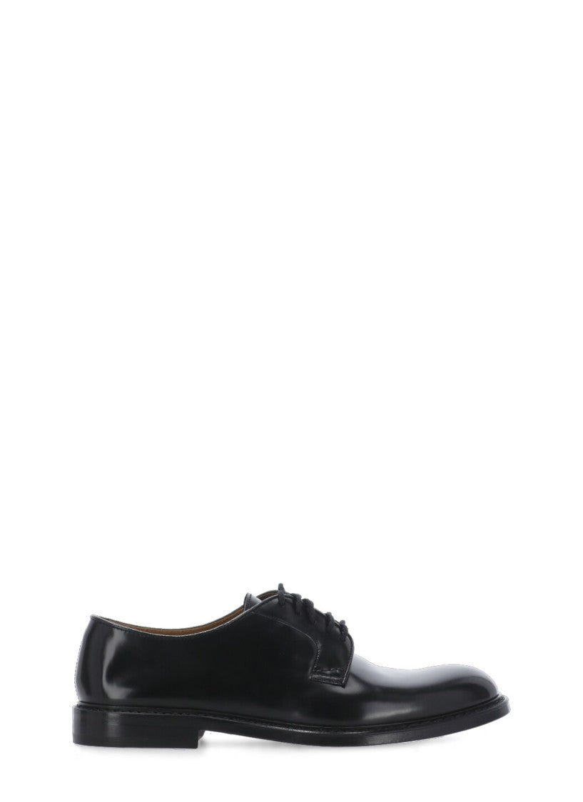 Doucal's Black Smooth Leather Lace-Up Shoes