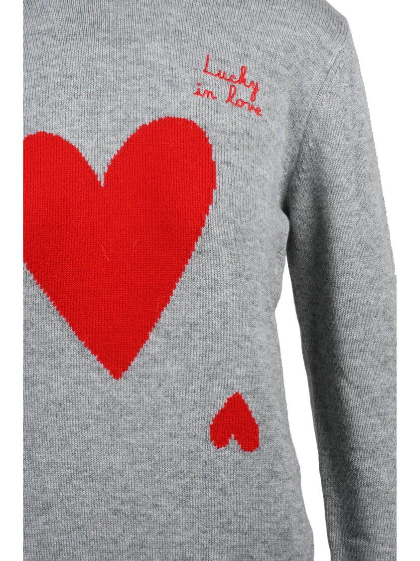Mc2 Saint Barth Crewneck Sweater With Heart Motifs And Premium Blend
