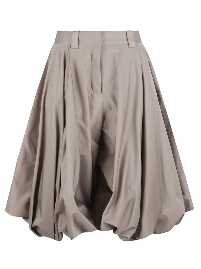 Balenciaga Balloon Silhouette Shorts With Draped Effect And Logo Patch