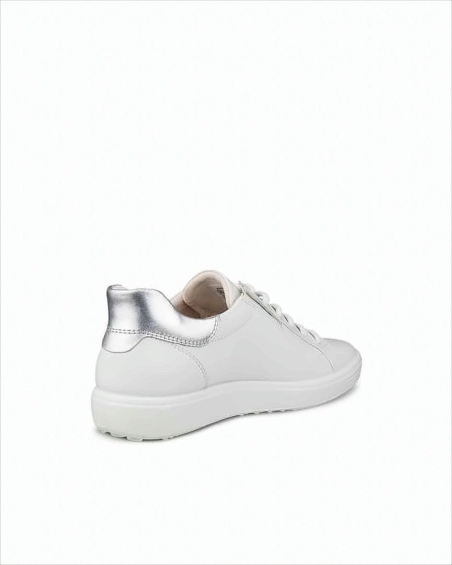 Ecco Minimalist White Low-Top Sneakers With Metallic Accent