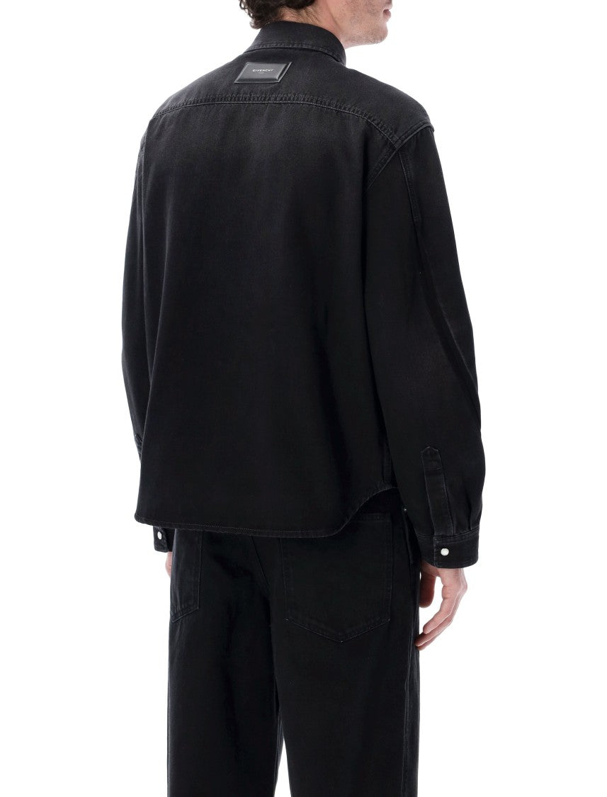 Givenchy Refined Black Denim Shirt With Classic Details