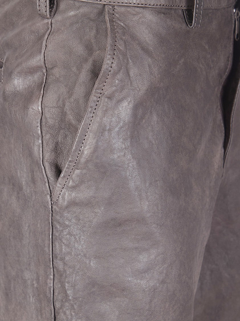 Salvatore Santoro Black Leather Straight-Leg Pants