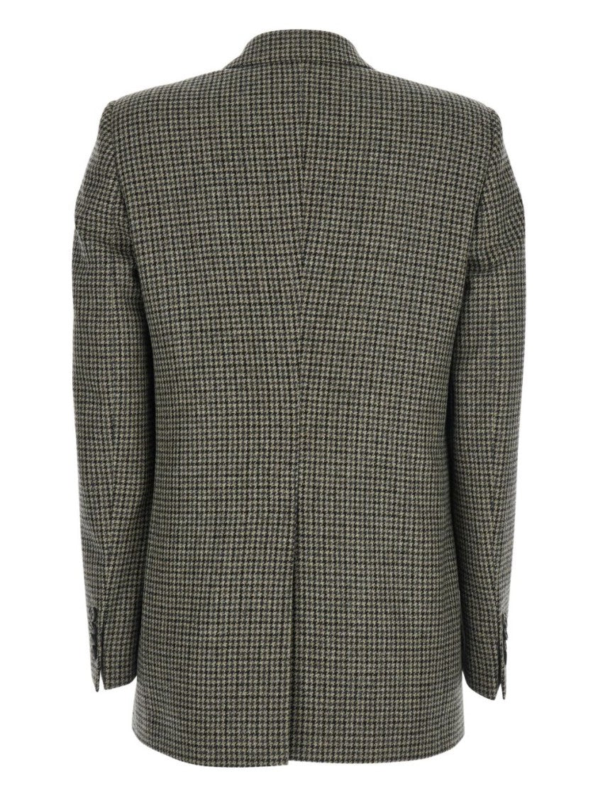 Tagliatore Double-Breasted Houndstooth Coat In Virgin Wool