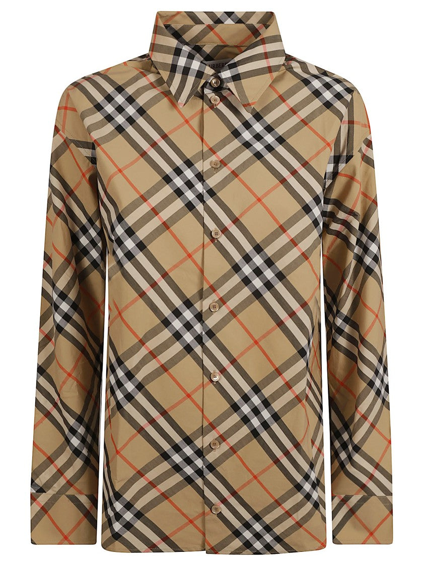 Burberry Plaid Cotton Shirt With Structured Collar