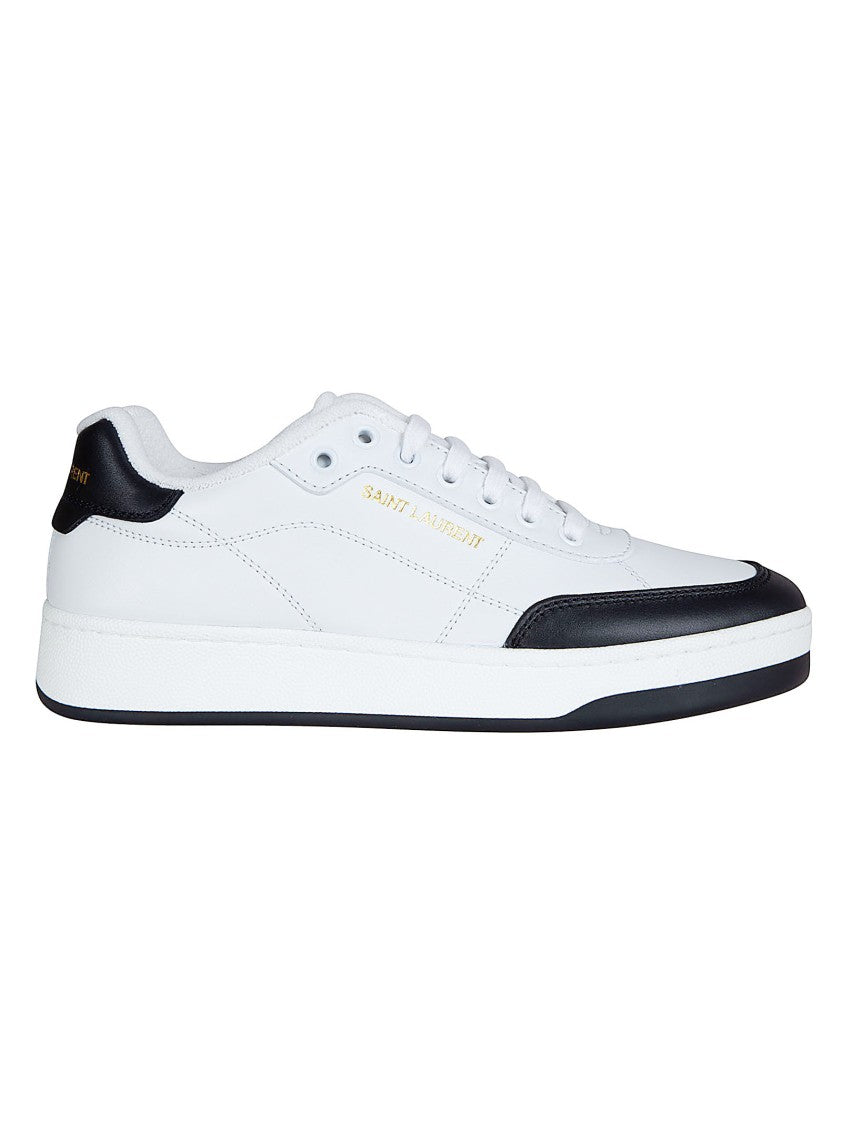 Saint Laurent Low-Top Lace-Up Sneakers With Gold Branding Details