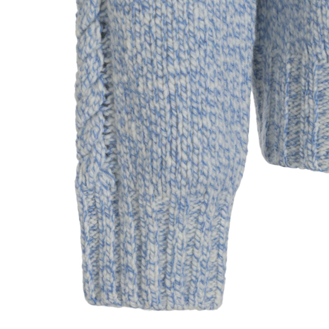 04651/A Trip In A Bag Textured Knit Sweater In Soft Blue And White Yarn