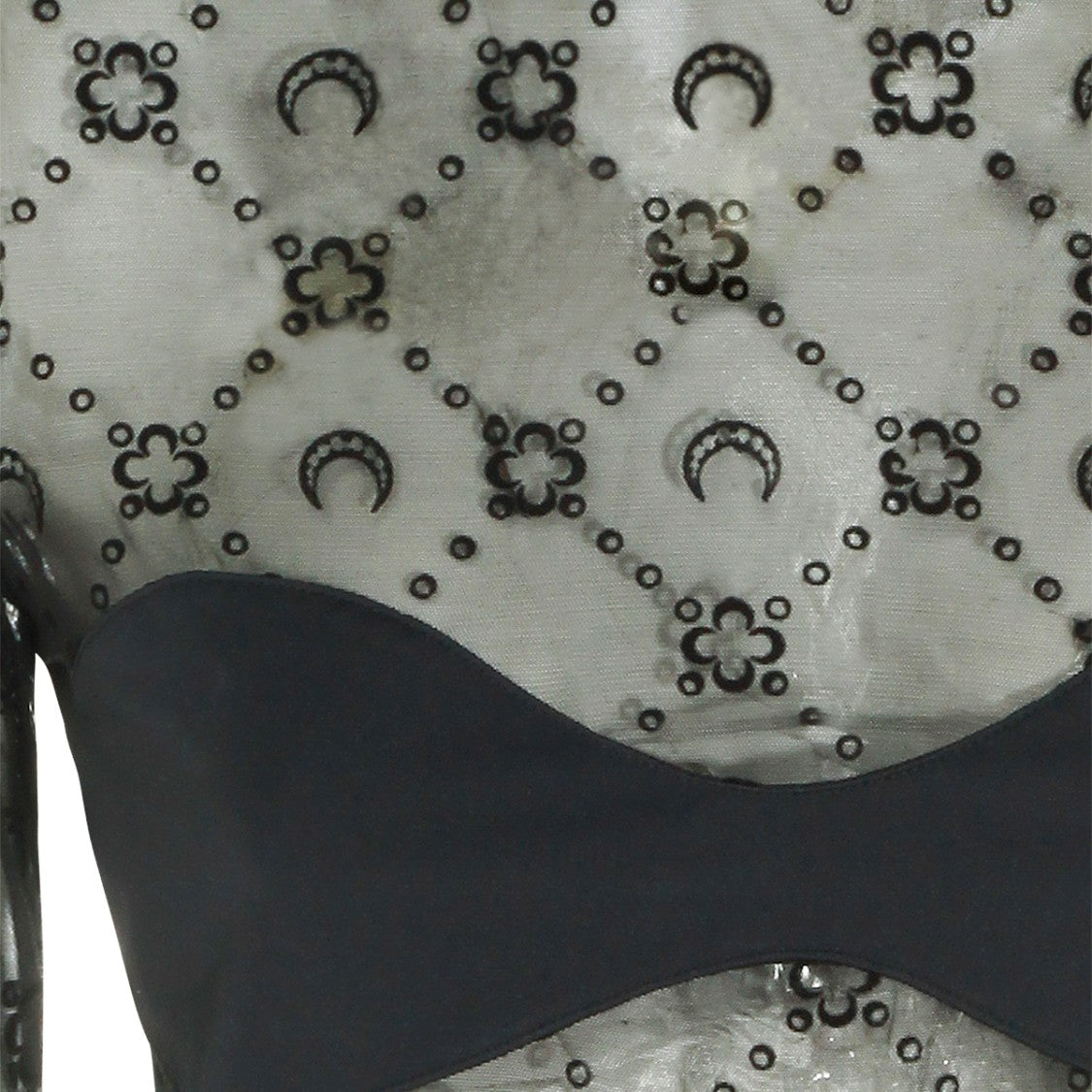 Marine Serre Black Moon Pattern Sheer Bodysuit
