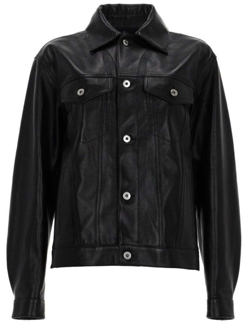 Bottega Veneta Leather Jacket With Woven Detail And Structured Collar