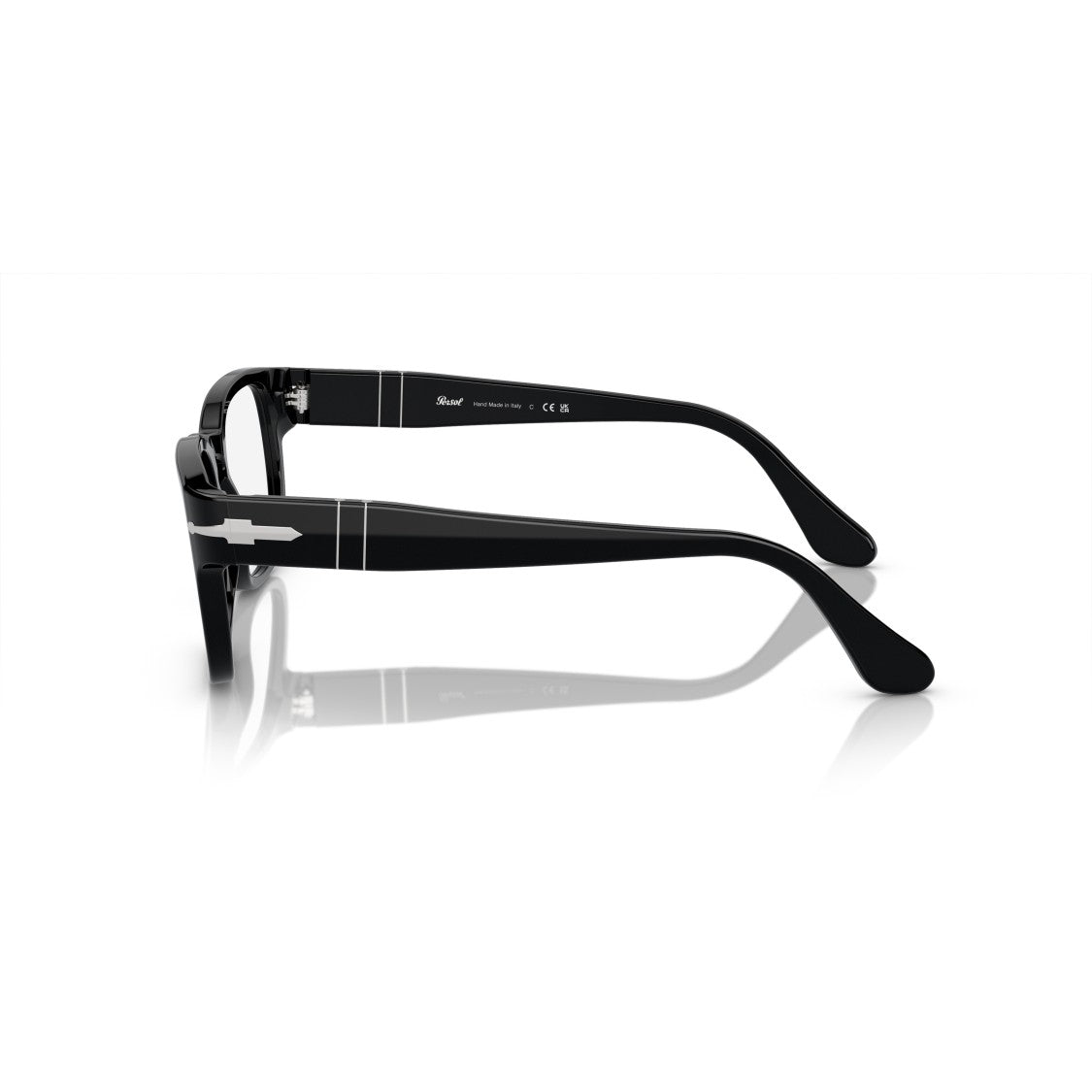 Persol 0Po3334v Rectangular Black Acetate Sunglasses With Silver Arrow Detail