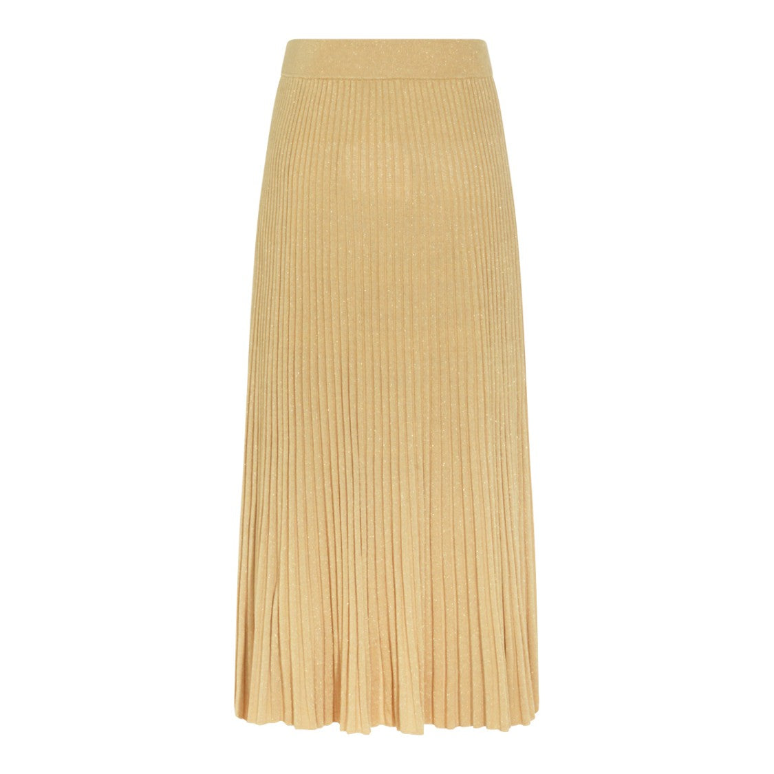 Zimmermann Gold Viscose Pleated Midi Skirt With High Elasticated Waist