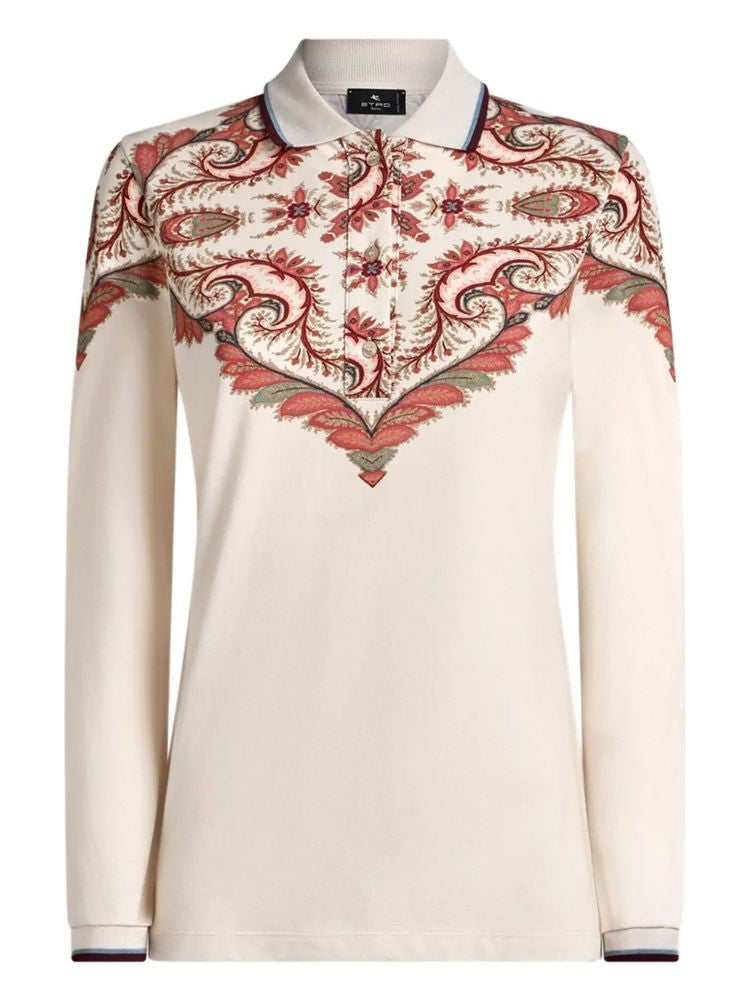 Etro Multicolour Paisley Long-Sleeve Polo Shirt