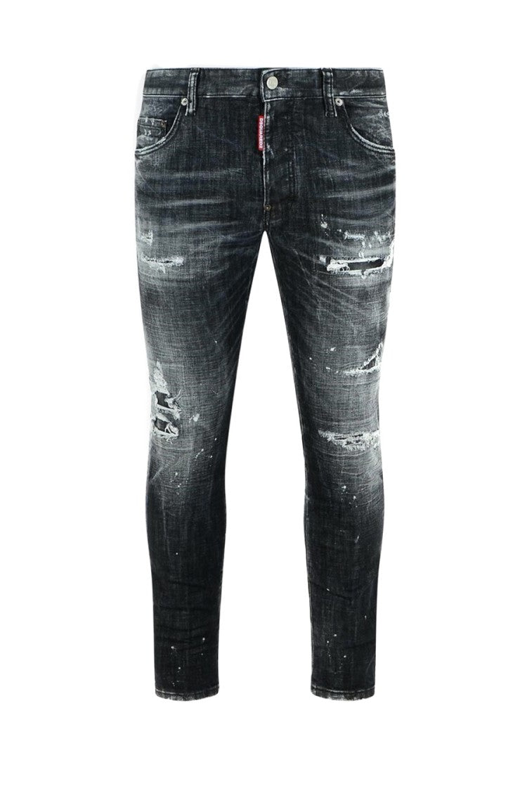 Dsquared2 Black Distressed Slim Fit Jeans With Comfortable Stretch