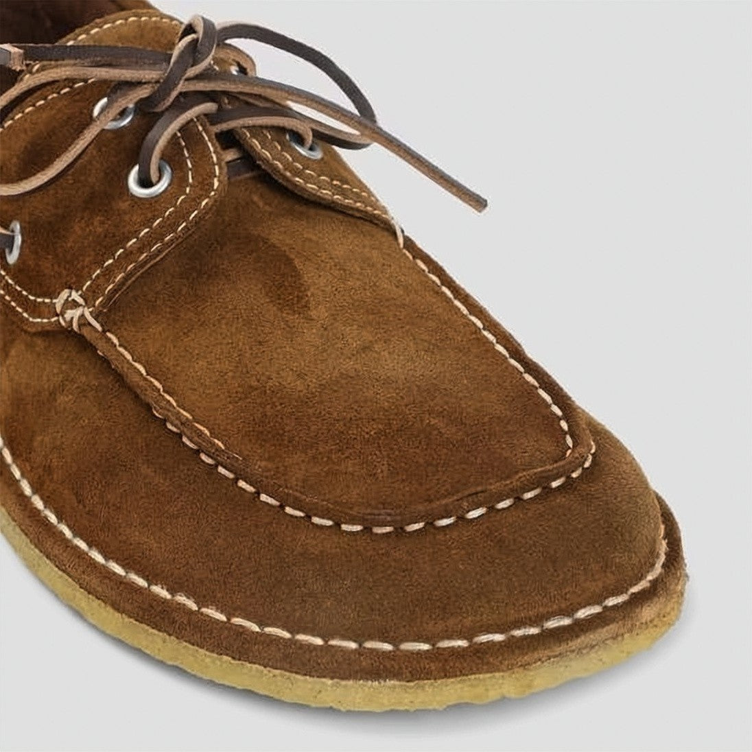 Ami Paris Suede Boat Shoes With White Stitching And Leather Laces