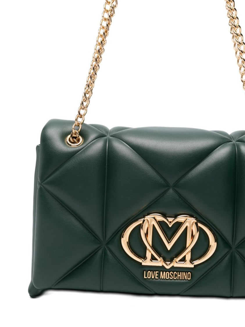 Love Moschino Quilted Green Shoulder Bag