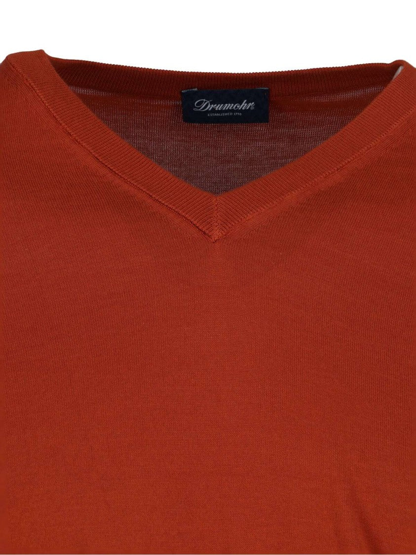 Drumohr V-Neck Sweater – Orange