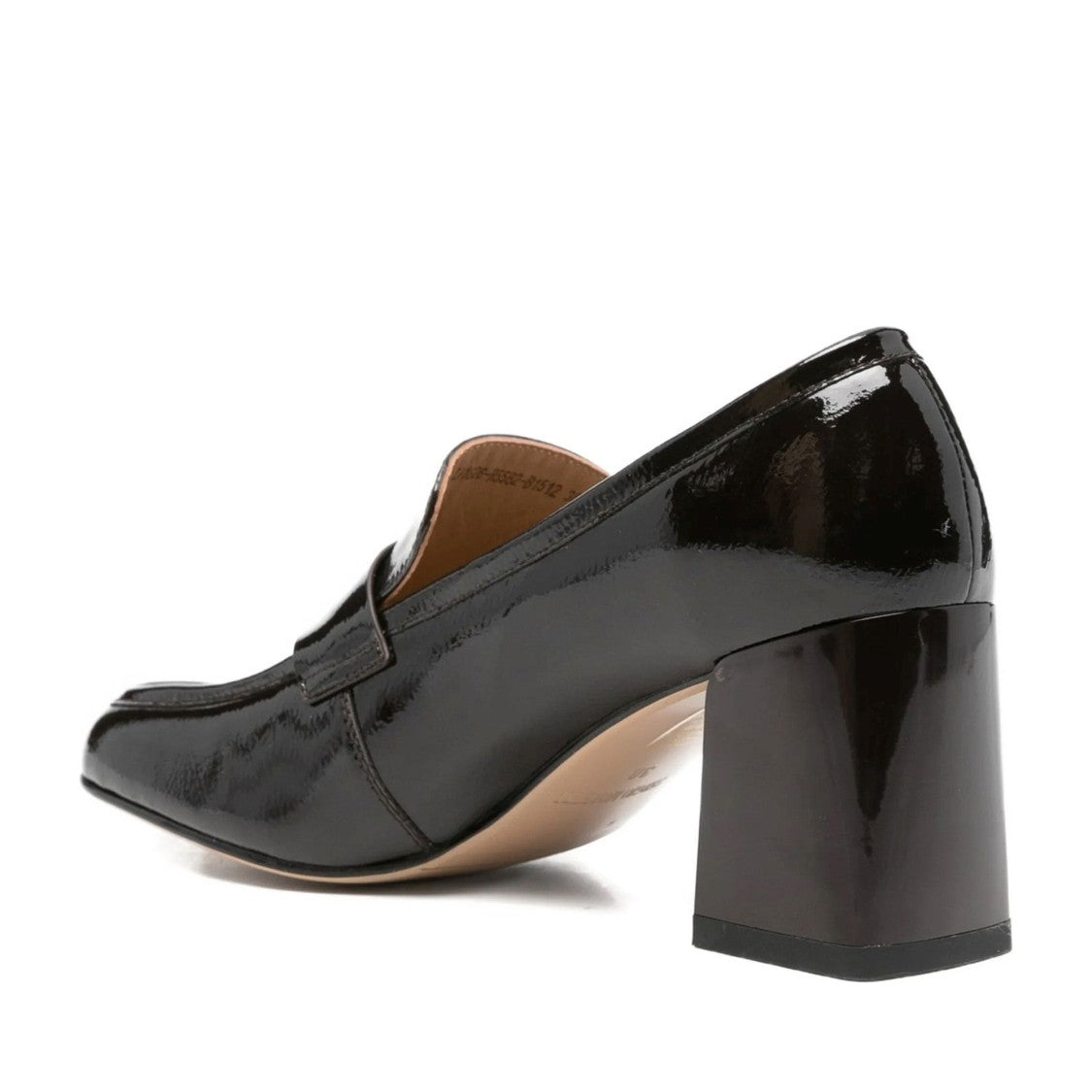 Sergio Moretti Brown Glossy Patent Leather Mid-Height Block Heel Pumps