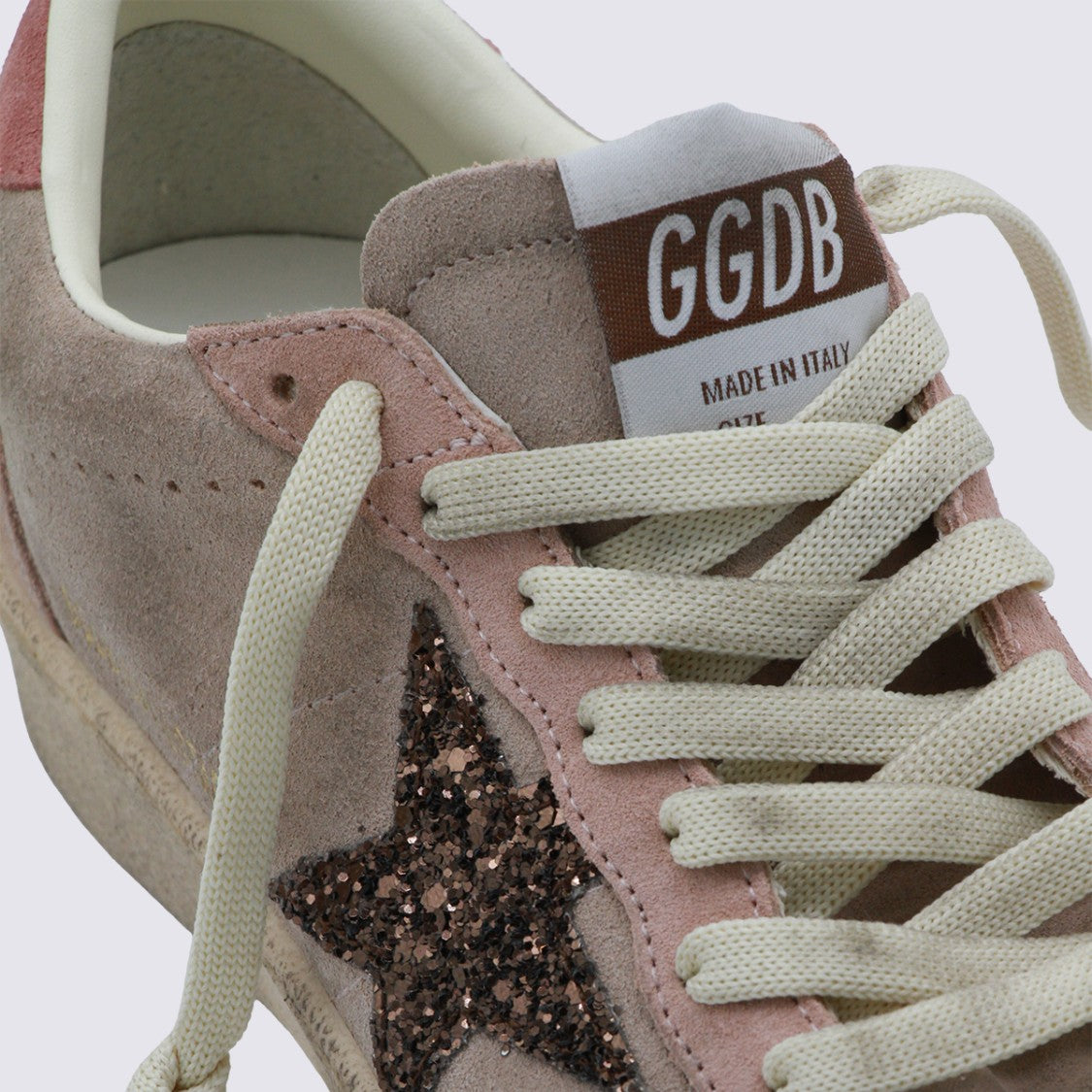 Golden Goose Distressed Suede Low-Top Sneakers With Glittery Star Detail
