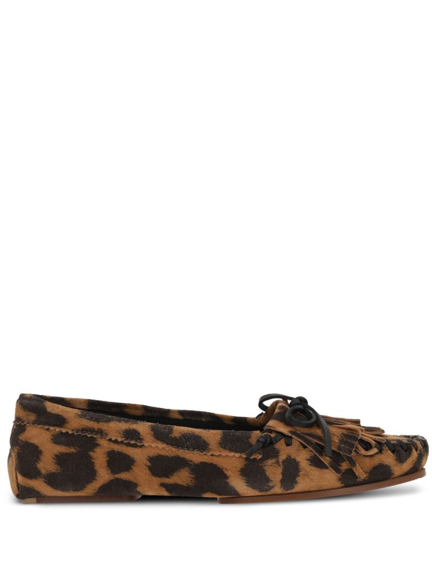 Paris Texas Leopard Print Suede Flat Shoes