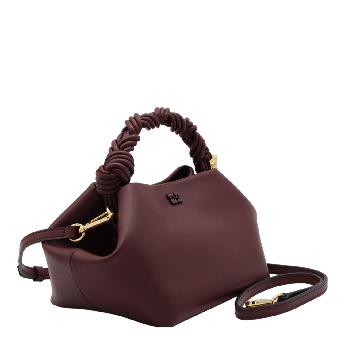 Ganni Geometric Purple Handbag With Twisted Handle