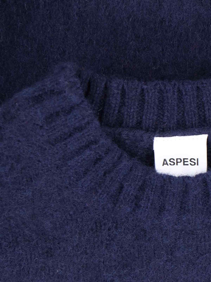 Aspesi Navy Blue M183 Shetland Wool Sweater