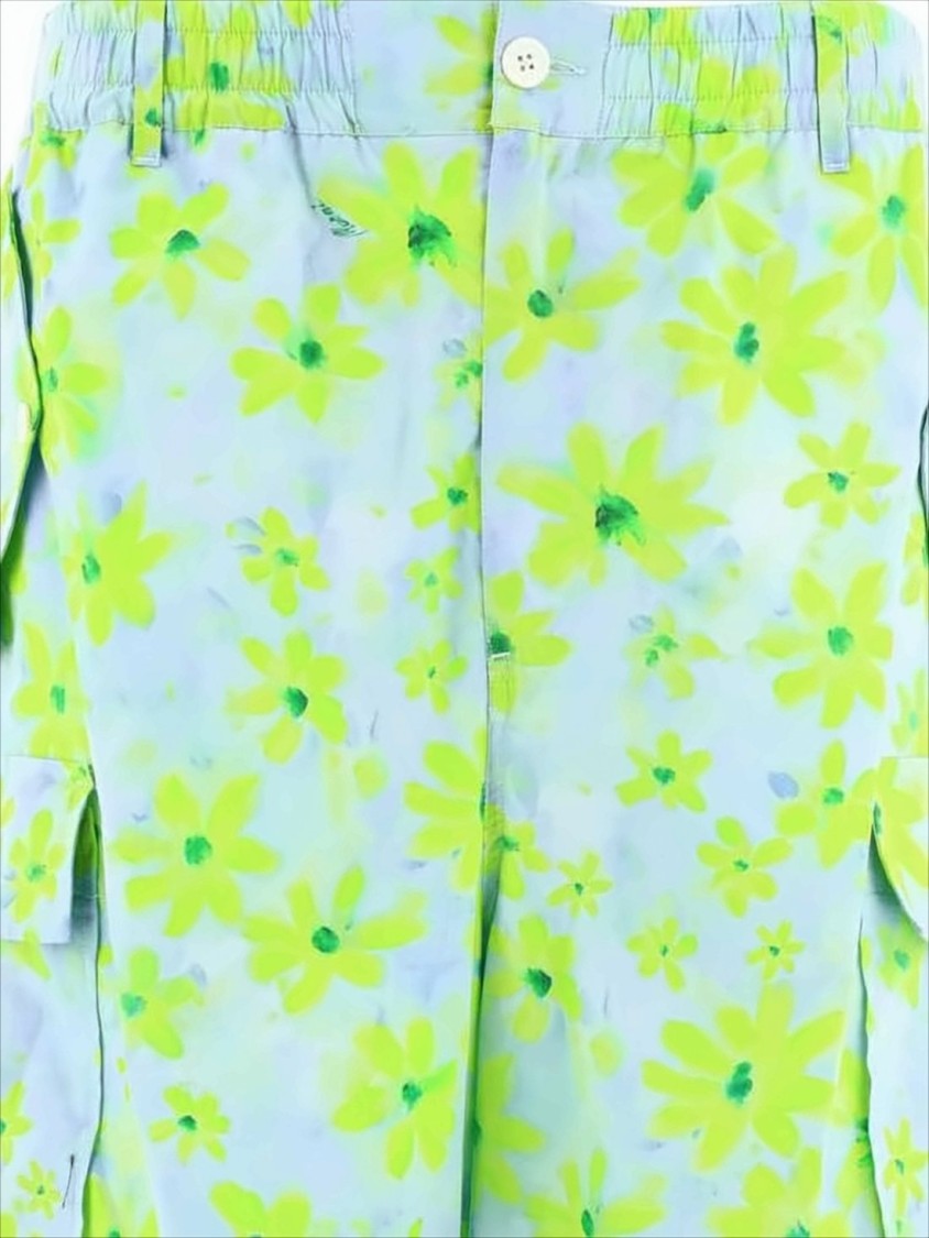 Marni Relaxed Fit Light Blue Floral Print Pants