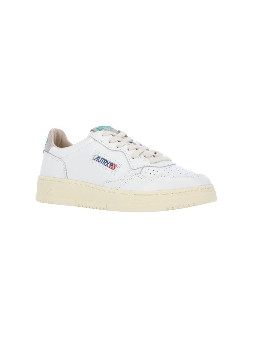 Autry White Low-Top Perforated Leather Sneakers