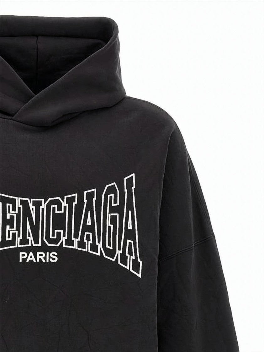 Balenciaga Relaxed Fit Black Cotton Hoodie