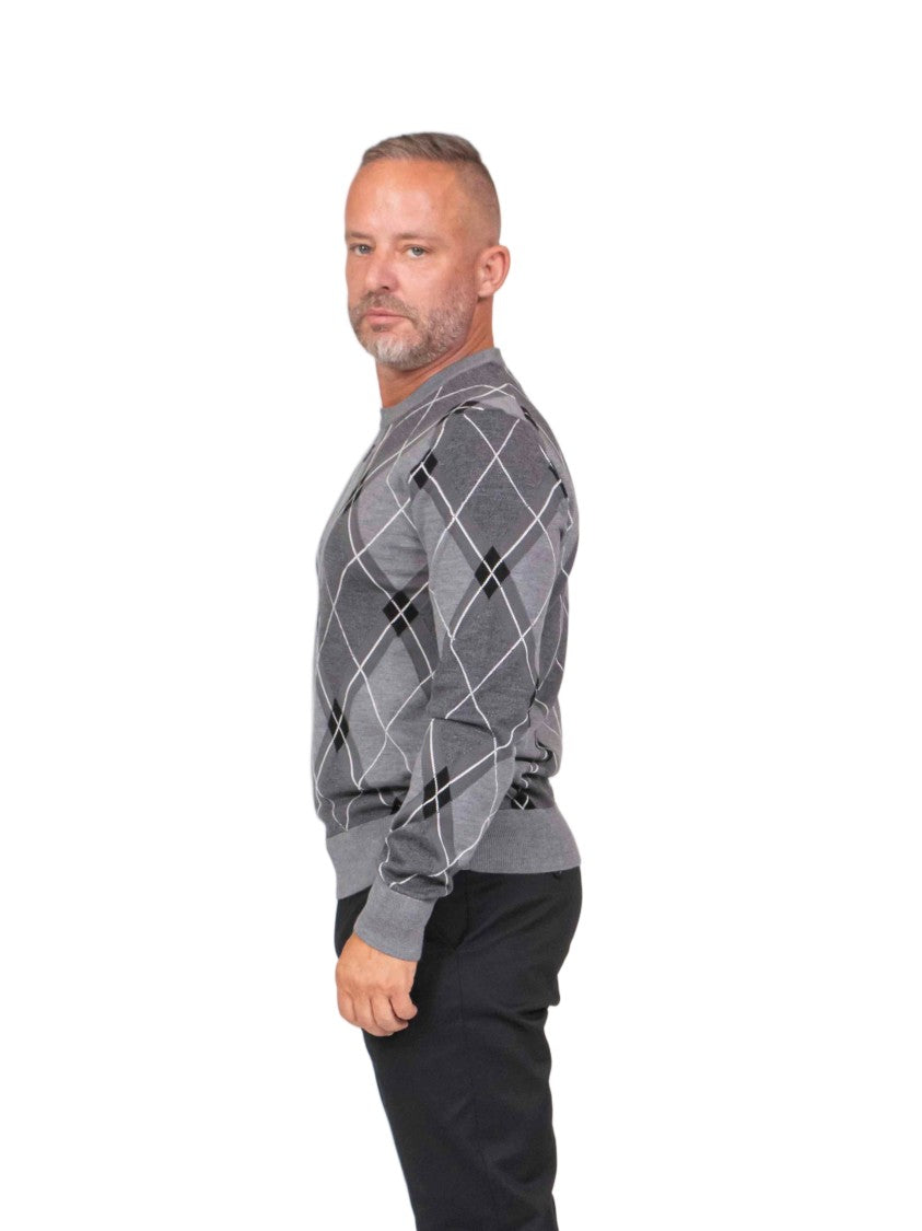 Dolce & Gabbana Maglia Girocollo Argyle Long-Sleeve Crewneck Sweater