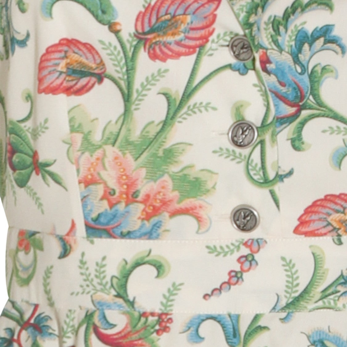 Etro Floral Midi Dress With Collared Neckline
