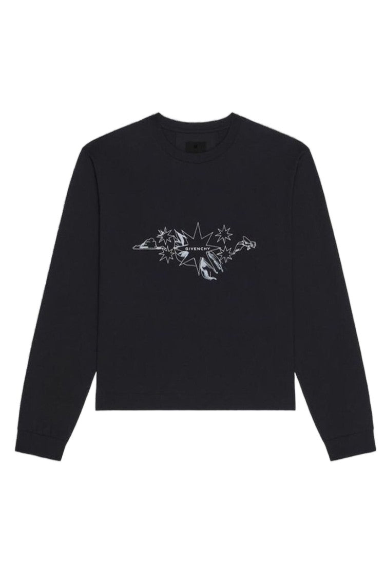 Givenchy Relaxed-Fit Long-Sleeve T-Shirt With Graphic Print And Star Motifs