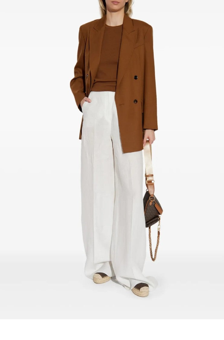 Max Mara Wide-Leg High-Waist Pants With Soft Textured Finish
