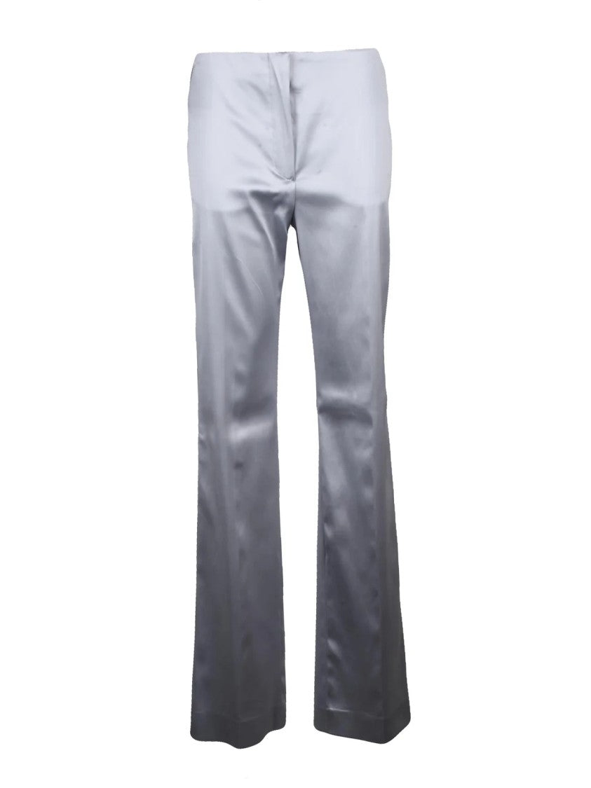 Sportmax Pearl Grey Stretch Acetate-Blend Flared Pants