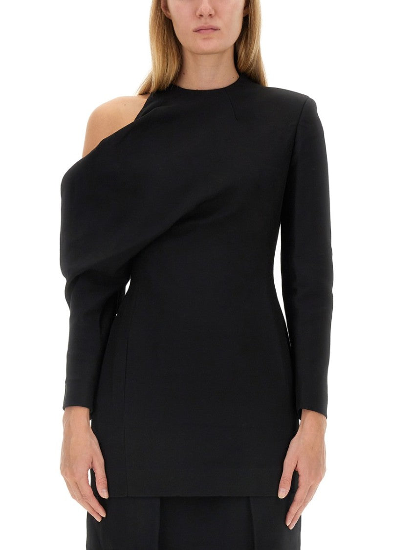 Khaite Tristan Asymmetrical Black Top With Draped Design